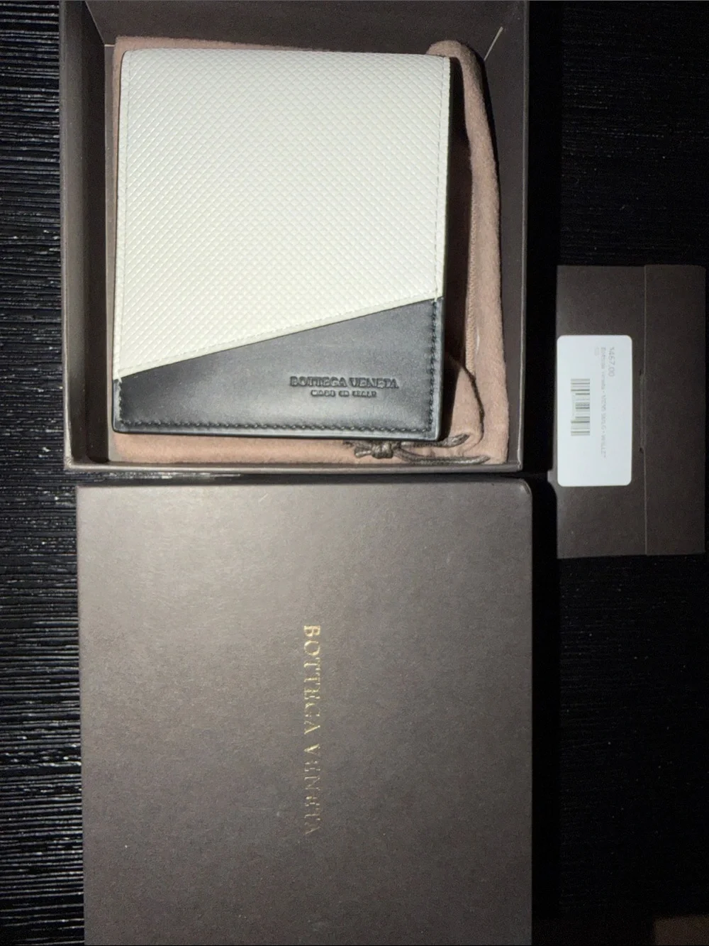 NWT Bottega Veneta Men's Two-Tone White & Black Leather Wallet